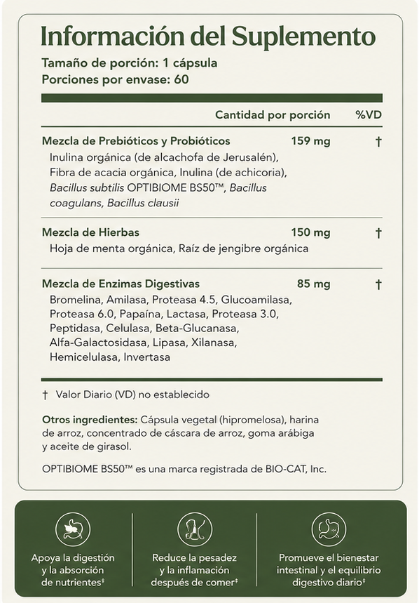 Fórmula Enzimática Avanzada Para Mejorar la Digestión
