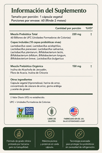 Probióticos + Prebióticos | Desinflamación y Reparación Intestinal